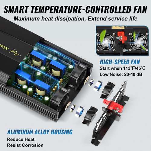 Inversor De Corriente Onda Sinusoidal Pura 2500w Lcd