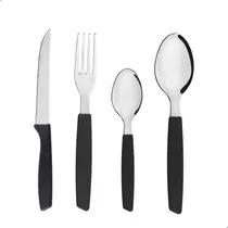 Comprar Faqueiro Inox Jogo De Talheres Porta Talheres Com 25 Peças Cor Preto