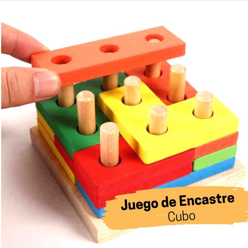 Juego De Encastre - Cubo Rompecabezas De Madera Didáctico