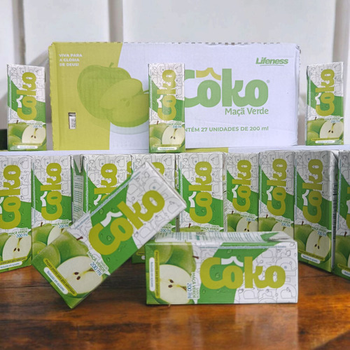 Água De Coco Sabor Maçã Verde - Kit 27 Uni - Maça Verde