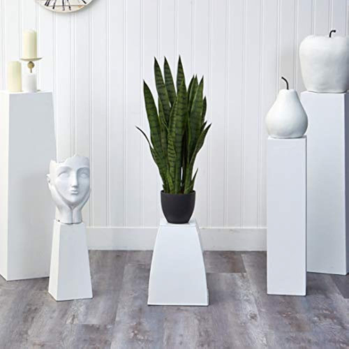 Planta Casi Natural 4855 Sansevieria Con Maceta Negra Verde