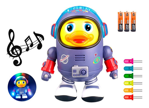 Robot Pato Espacial Bailarín Juguete Niños Musical Luces Led