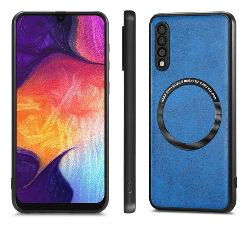 Funda Trasera De Cuero Azul For Samsung Galaxy A50