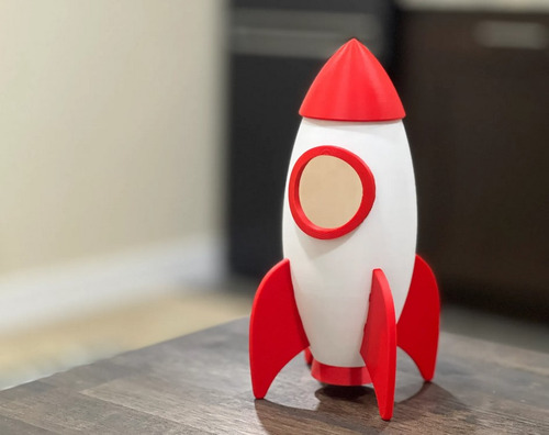 Cohete Nave Astronauta Grande 20 Cm - Coleccionable En 3d