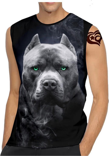 Camiseta Regata Pitbull Masculina Cachorro Cao Blusa