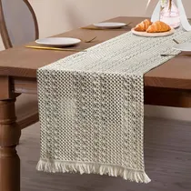 Comprar Camino De Mesa Bohemio De Macramé Con Borlas De Algodón Teji