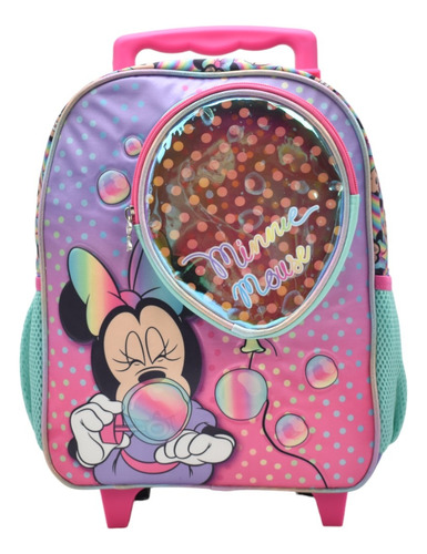 Mochila Con Ruedas Minnie Mouse Burbujas Estampado Relieve 161097 Kinder Ruz Color Multicolor