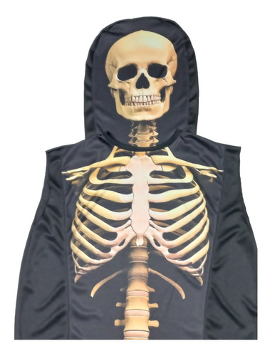 Set Halloween Adulto/adolescente Esqueleto Remera Y Capucha