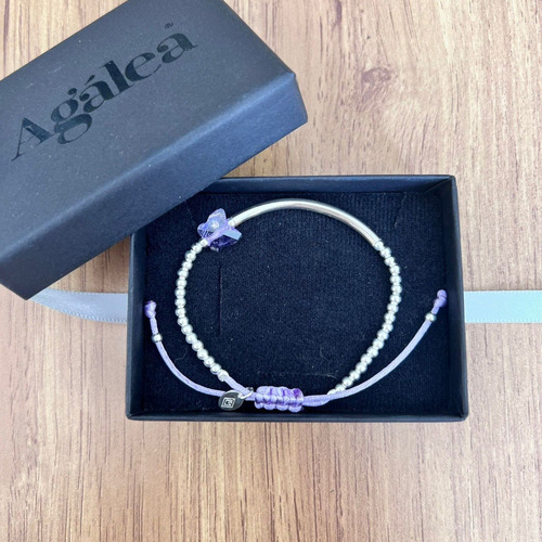 Pulsera Mariposa Swarovski Rosa Y Plata .925 Agálea Joyería