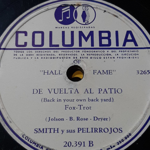 Pasta Smith Y Sus Pelirrojos Columbia C276