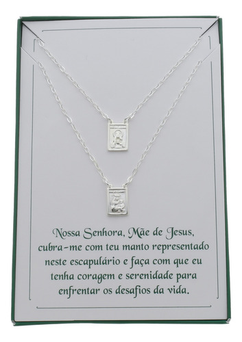 Presente Escapulário Tradicional Prata 925 Sagrado C. Jesus Cor Prateado