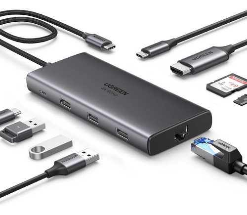 Hub Adaptador Usb-c 3.2 Gen 2 10 Gbps 9 Em 1 Thunderbolt 3/4