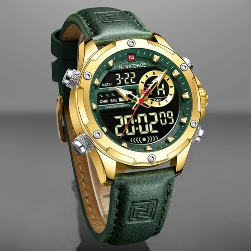 Naviforce Luxury Sport Cronógrafo Relojes De Cuero Para Homb