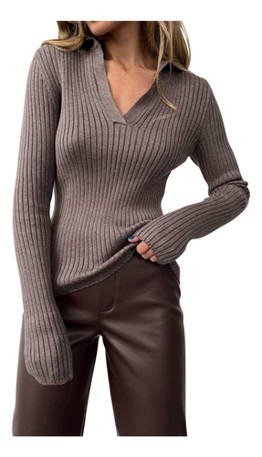 Jersey De Punto Estilo Mujer, Cuello Holgado, A La Moda