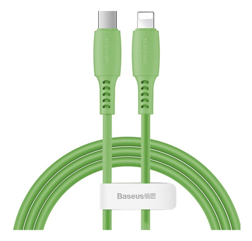 Cable Turbo USB-c/Lightning para iPhone Baseus Color PD18w de 1,2 m, color verde