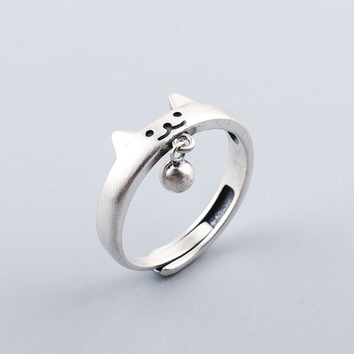 Anillo De Plata S925 Anillo De Plata Con Gato Para Mujer