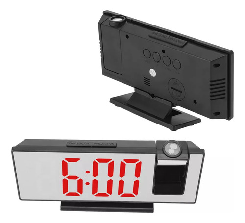 Reloj Con Proyector Espejo Despertador Pantalla Lcd Negro