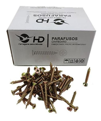 Parafuso Chipboards Cabeça Chata 3.5x14 1000un Hd