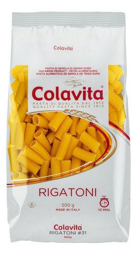 Macarrão de Sêmola de Trigo Grano Duro Rigatoni Colavita Pacote 500g