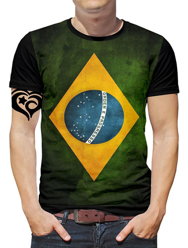 Camiseta Do Brasil Plus Size Bandeira Masculina Blusa
