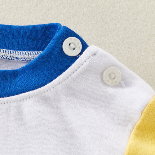 2 Piezas Traje Infantil De Algodón De Manga Larga Estampado Amarillo Huella Animal 9-12 Meses