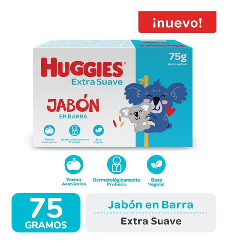 Jabon En Barra Huggies Bebe Extra Suave X 75 Gr