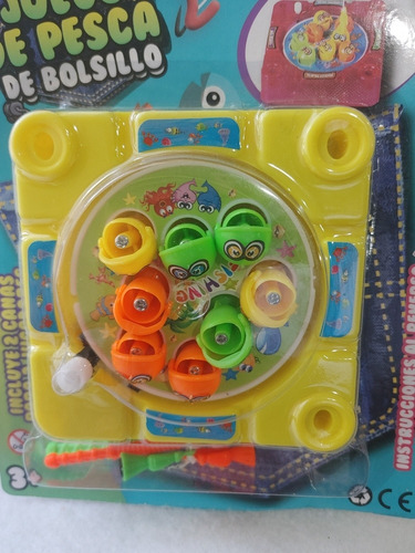 Juego De Pesca De Bolsillo Juguete Play Day 2 Cañas Amarillo