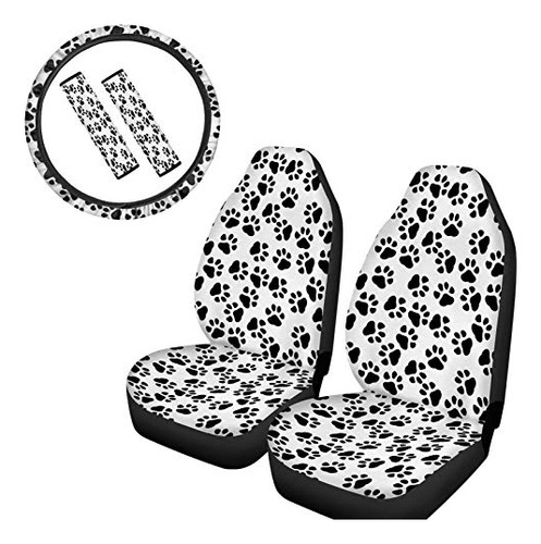 Cubiertas Delanteras De Coche Dreaweet Black Puppy Paws 2 Pc