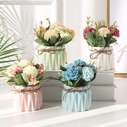 Plantas De Flores Artificiales Mini Hortensias En Maceta Jue Color