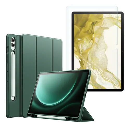 Funda Smart Case + Vidrio Para Samsung Galaxy Tab S9 Fe Plus
