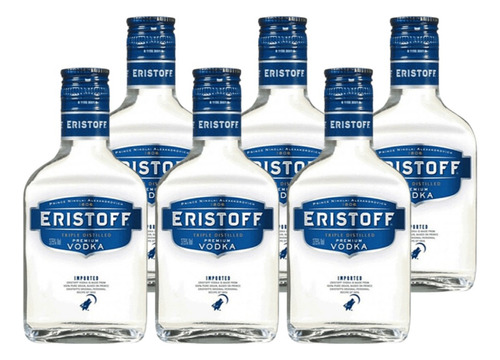 Vodka Eristoff Petaca Triple Destilado 190 Ml Pack 6