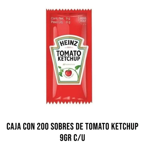 Salsa Catsup Heinz Ketchup 200 Sobres De 9gr C/u