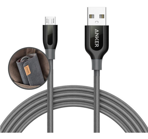 Cable Cargador Micro Usb 1.8m Anker Celular Tablet + Bolsa