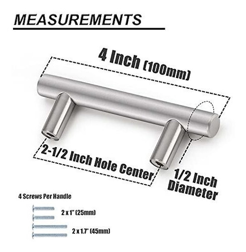 Tiradores De Mueble 100mm (64mm E/agujeros) Niquel X 10u