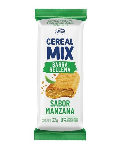 Oferta! 18 Barras De Cereal Mix Rellena Manzana Arcor 32g