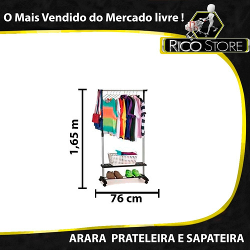 Bolsa Arara Roupas Organizador Loja Closet Expositor Regular