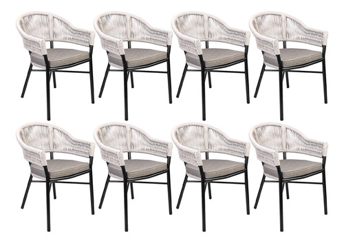 Cadeira De Jardim Lyam Decor Decorativa Medan Amêndoa 1 Corpo 82.5cm X 57cm X 63cm - Kit Com 8 Unidades