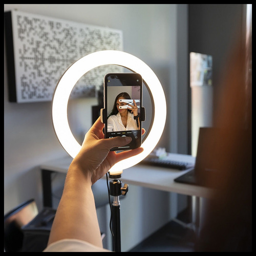 Aro De Luz 26cm Luz Led Rgb Trípode Soporte Celulares Selfie