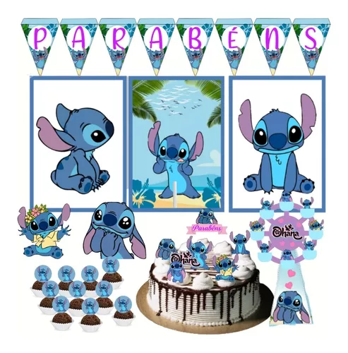 Topo De Bolo Stitch +kit Completo Decoração Festa Casa Facil