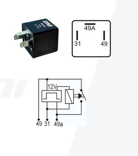 Imagen 3 de 3 de Relé Foton Midi 12v , 3p 49a, 49, 31