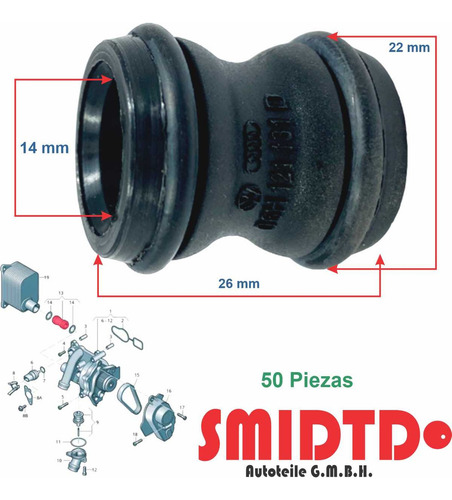 50 Coples C/ligas Para Bomba Agua Vw Beetle 2.0l Tsi 13-17