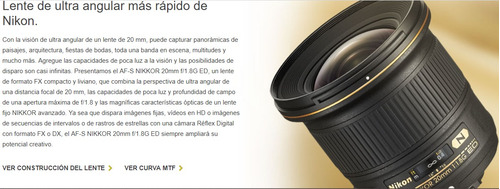 Imagen 2 de 9 de Lente Nikon Af-s Fx Objetivo Nikon 20 Mm F/1.8g Ed