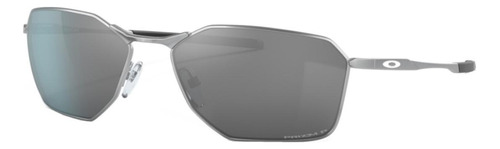 Óculos de sol polarizados Oakley Savitar Standard armação de titânio cor satin chrome, lente black de plutonite prizm, haste satin chrome de titânio - OO6047