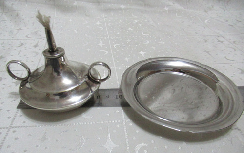 Antiguo Mechero Plateado Mecha Algodón Con Plato Lappas (Usado)