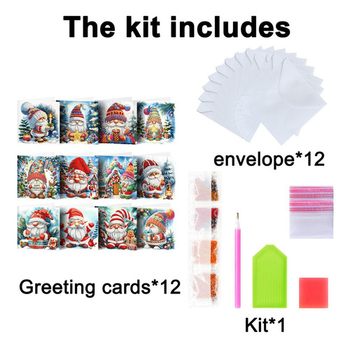 Tarjetas De Navidad Pintadas Con Diamantes De Imitación, 12