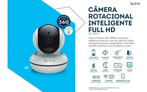 Imagem 4 de 4 de Câmera De Segurança Wifi Rotacional Inteligente Fullhd Elsys