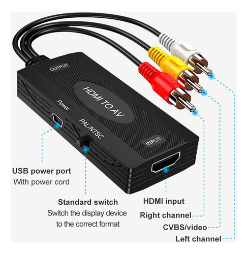 L Convertidor Rca Compatible Con Hdmi / A Rca, 3rca A Av.