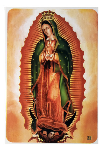 Virgen De Guadalupe Fondo Cafe Azulejo 31x45cm Exteriores