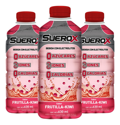 Pack Suerox Bebida Hidratante Frutilla Y Kiwi 630ml X3un