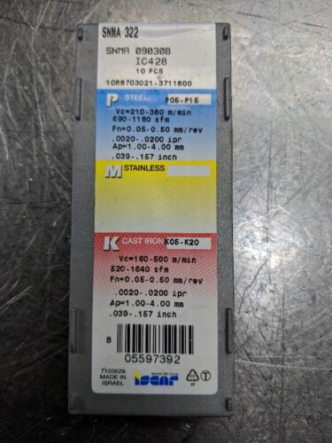 Iscar Carbide Inserts Qty10 Snma 090308 / Snma 322 Ic428 Yyz
